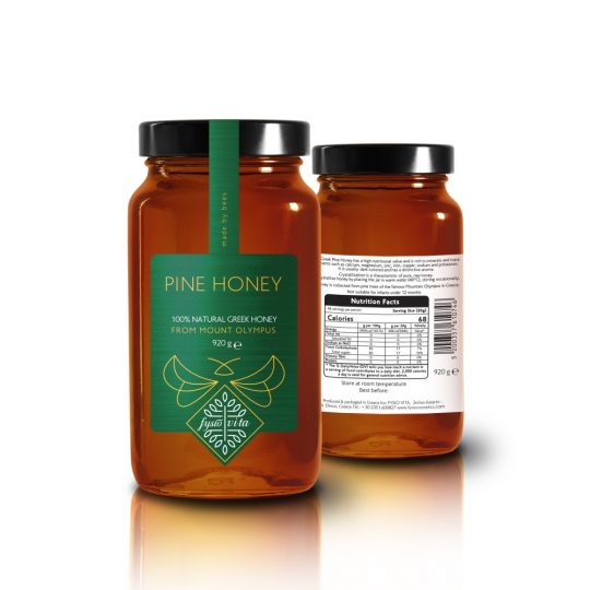 Pine honey 920g front and back view