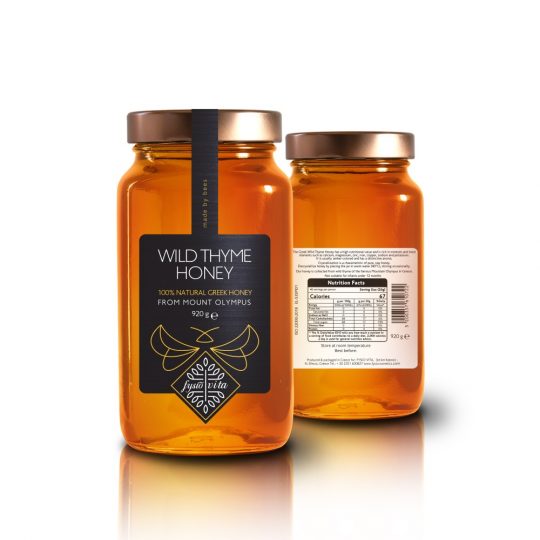 Wild Thyme honey 920g front and back view